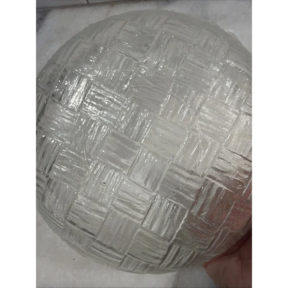 Vintage Indiana Glass Clear Weavetex Large Salad Serving Dish 9